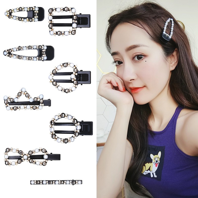 Kẹp tóc kim loại đính hạt ngọc trai giả