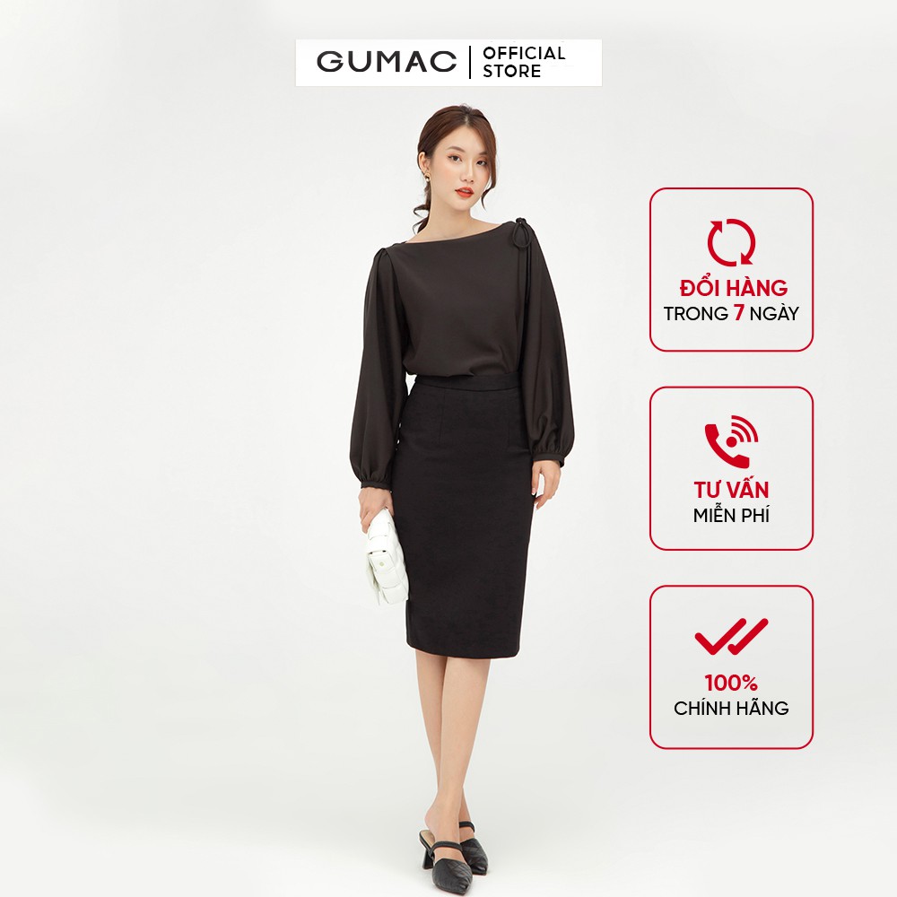[Mã WABRGM11 giảm 10% đơn 250K] Áo sơ mi nữ cổ thuyền GUMAC tay dài, vải lụa mịn cao cấp AB592 | BigBuy360 - bigbuy360.vn