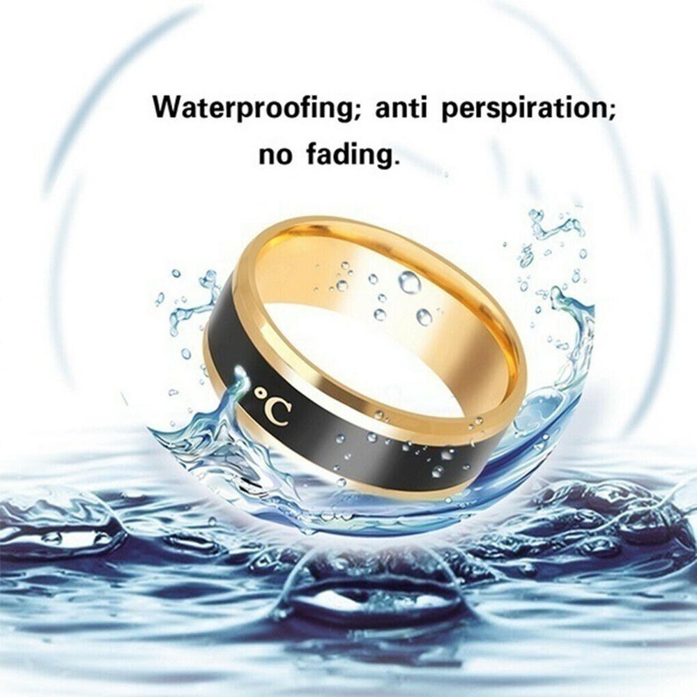 Nhẫn Đo Nhiệt Độ Thông Minh Hiển Thị Nhiệt Độ Bằng Thép Không Gỉ Cho Nam Và Nữ