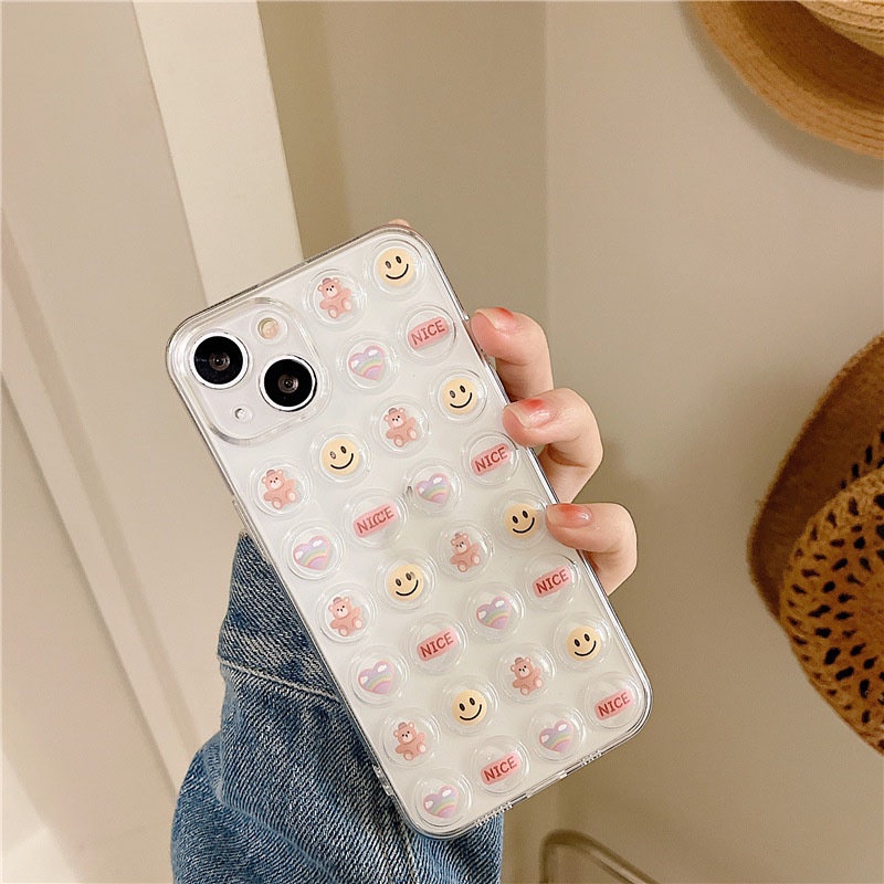 Ốp lưng iphone ốp Điện Thoại Trong Suốt Hình Mặt Cười / Bong Bóng Cho iPhone 14 13 12 11 PROMAX XS XR XSMAX SE2020 6 7 8PLUS