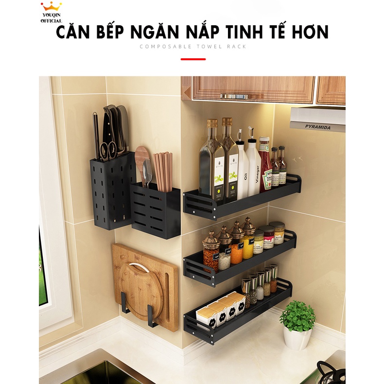 Giá Móc Treo Đồ Nhà Bếp - YouQin Phong Cách Hiện Đại Bắc Âu, Chất Liệu Thép Không Gỉ, Dán Keo Siêu Chắc, Không Khoan Đục