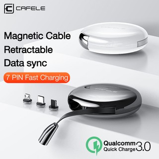 Cafele 3A For iPhone 12 Mini 11 Pro Max Type C Micro USB Magnetic Fast Charging Cord Retractable Data Sync Cable Samsung Android