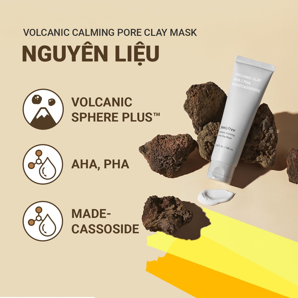 [Mã COSIF05 giảm 10% đơn 400K] Mặt nạ đất sét làm dịu lỗ chân lông innisfree Volcanic Calming Pore Clay Mask 100ml
