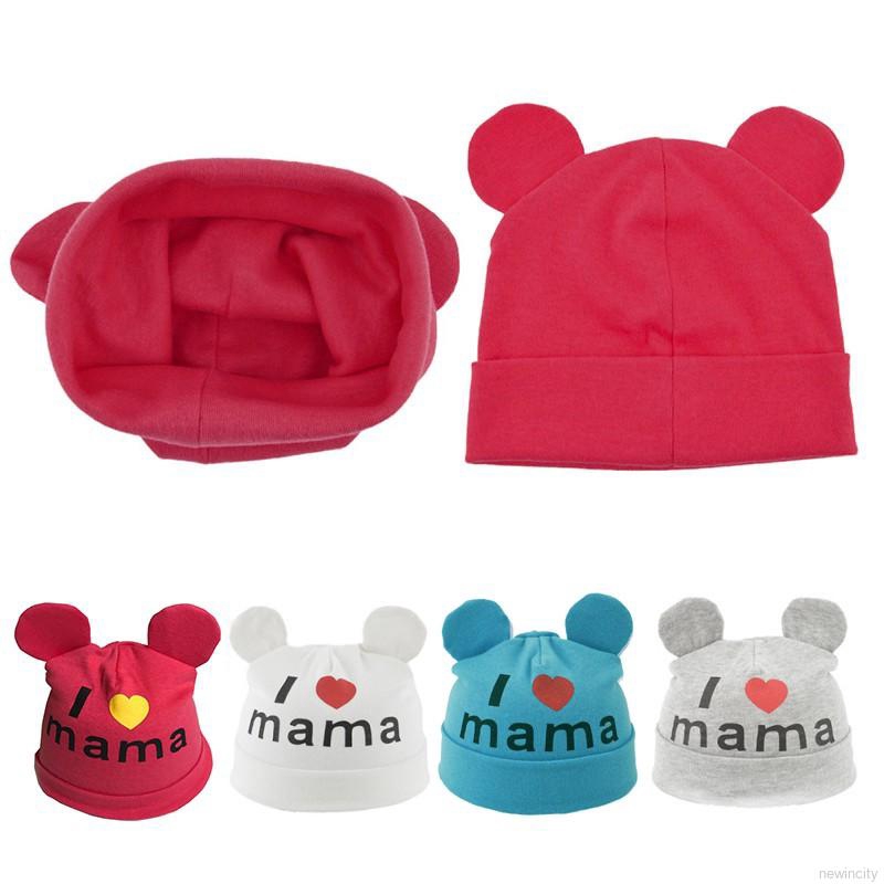 Nón trùm đầu in chữ I LOVE MAMA xinh xắn dành cho bé