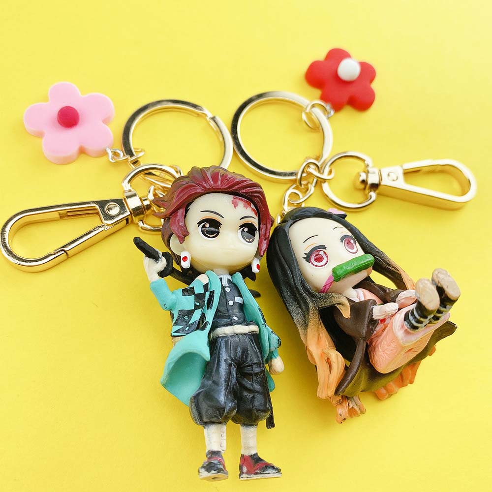 Móc khóa xe hơi bằng PVC hình nhân vật anime Kimetsu No Yaiba Kochou Shinobu Tomioka Giyuu Kamado Nezuko Demon Slayer