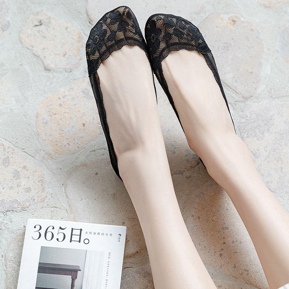 Vớ Thuyền Thoáng Khí Thoải Mái Không Trượt Họa Tiết Hoa Harajuku Cổ Điển Cho Nữ