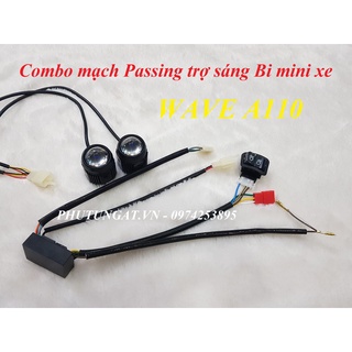 Combo Mạch passing trợ sáng bi mini Wave A110 kèm đèn bi mini và pát chân phuộc