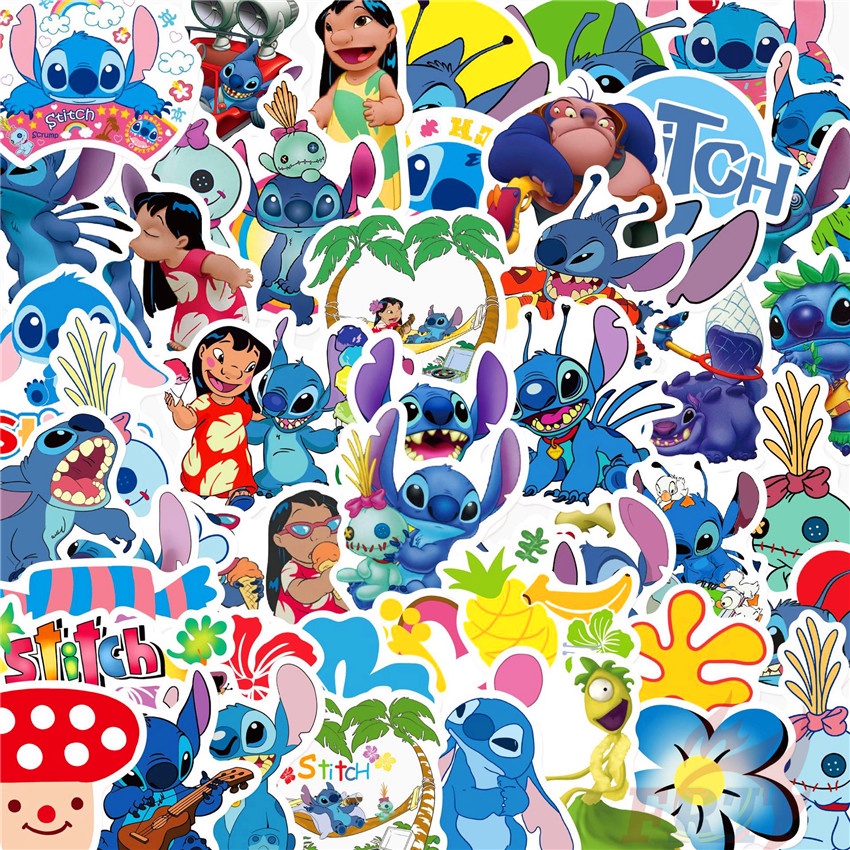 DISNEY Set 100 miếng dán hoạt hình Lilo &amp; Stitch trang trí đa năng