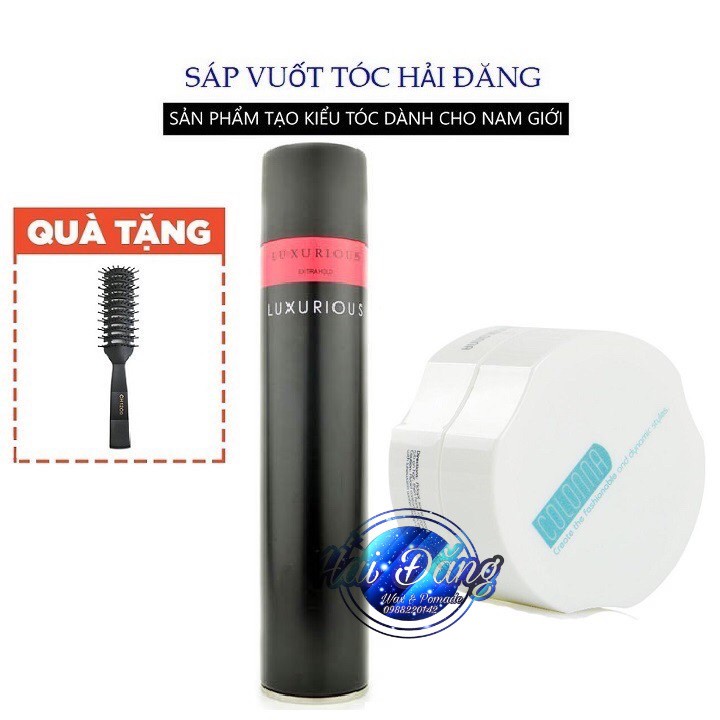 [COMBO] [Chính Hãng] Sáp Vuốt Tóc COLONNA 80gram + Gôm Xịt Luxurious 400ml + Tặng Lược