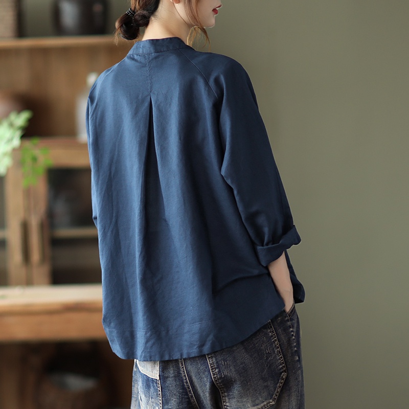 Áo sơ mi cotton lanh size lớn thời trang nữ