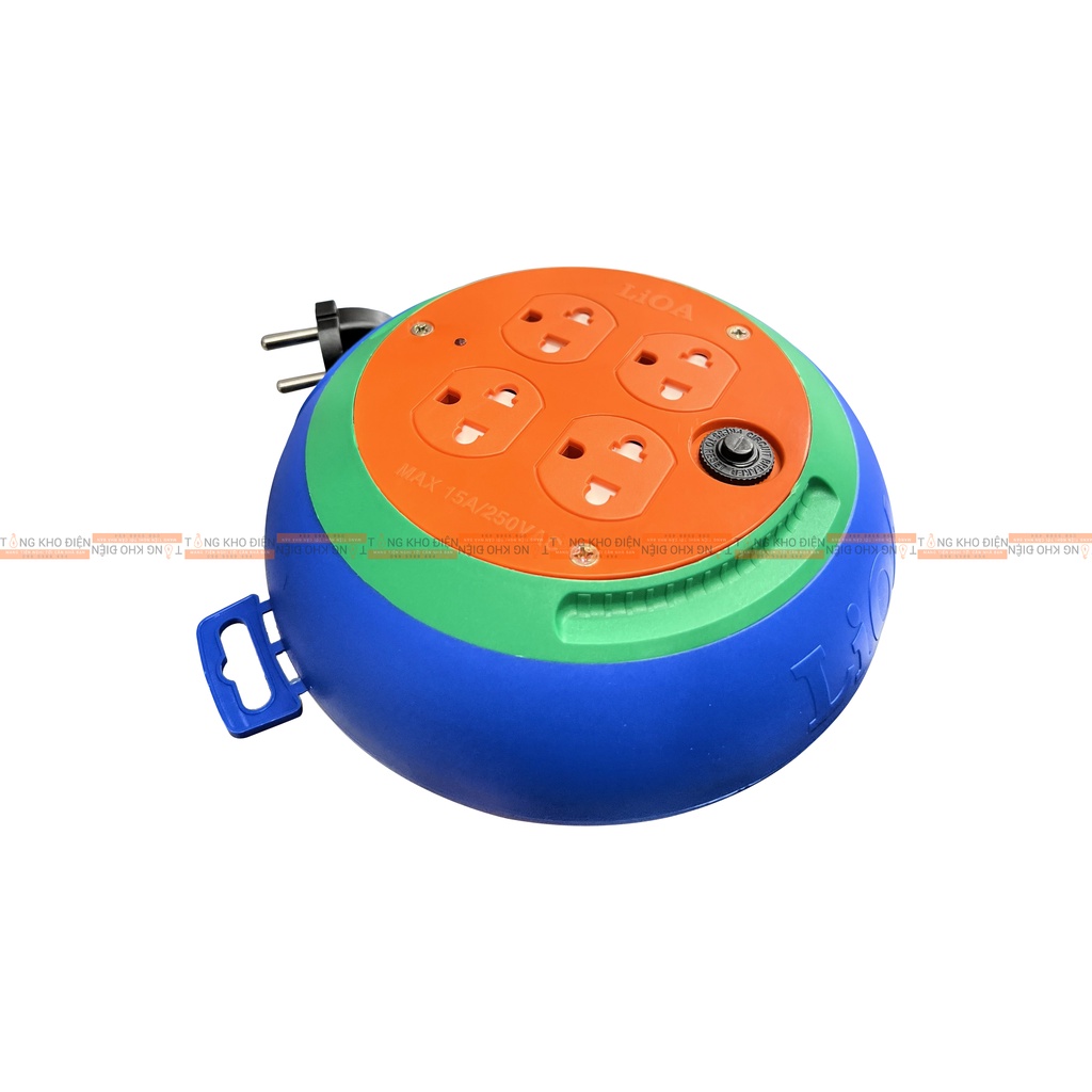Ổ cắm kéo dài quay tay LiOA 3 ổ cắm đa năng, Kiểu đĩa bay hàng chính hãng LiOA 5m/10m