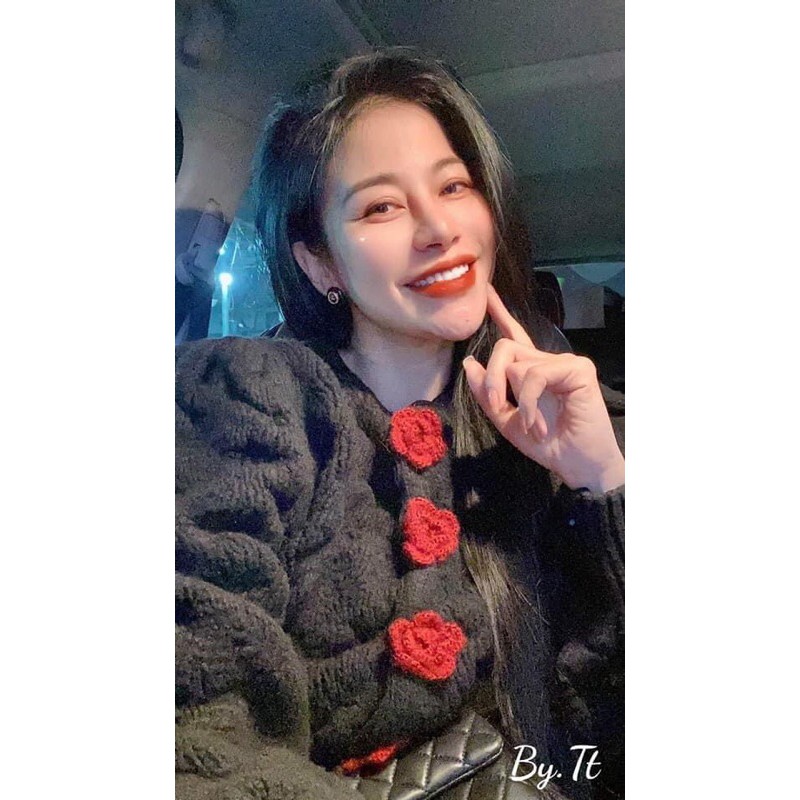 Áo len khuy hoa tay siêu bồng QCL1