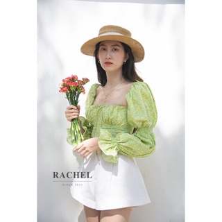 Áo croptop tay bồng Floral Top - rachelbyngn