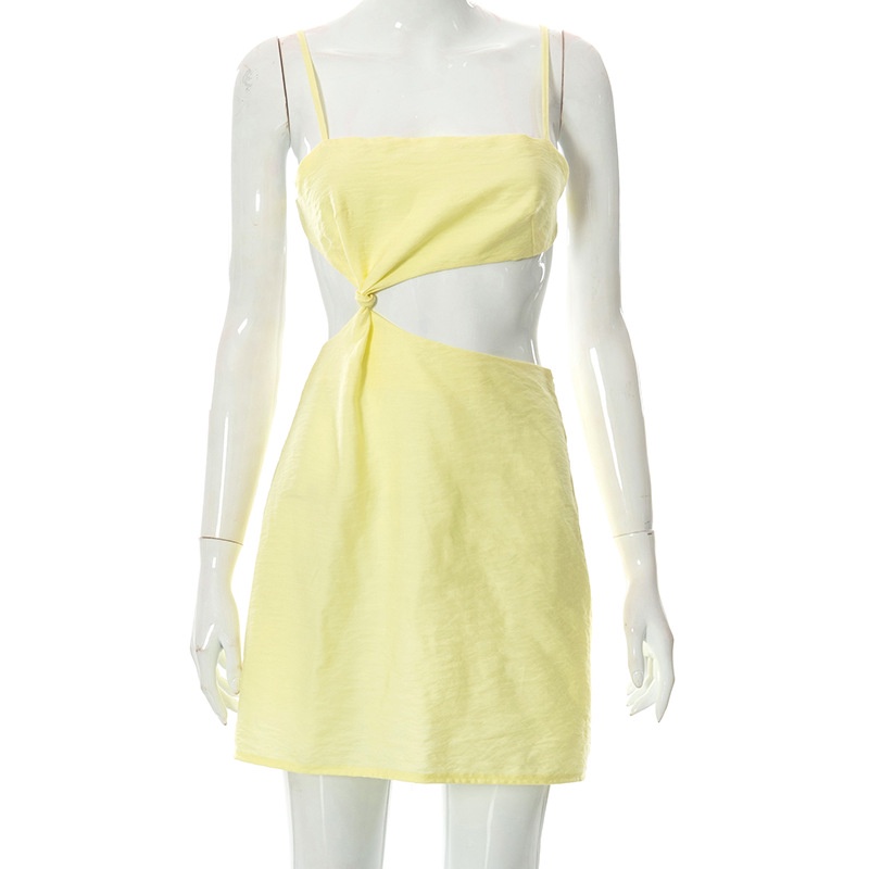 DUNEA Đầm hai dây màu trơn thiết kế độc lạ thời trang cho nữ