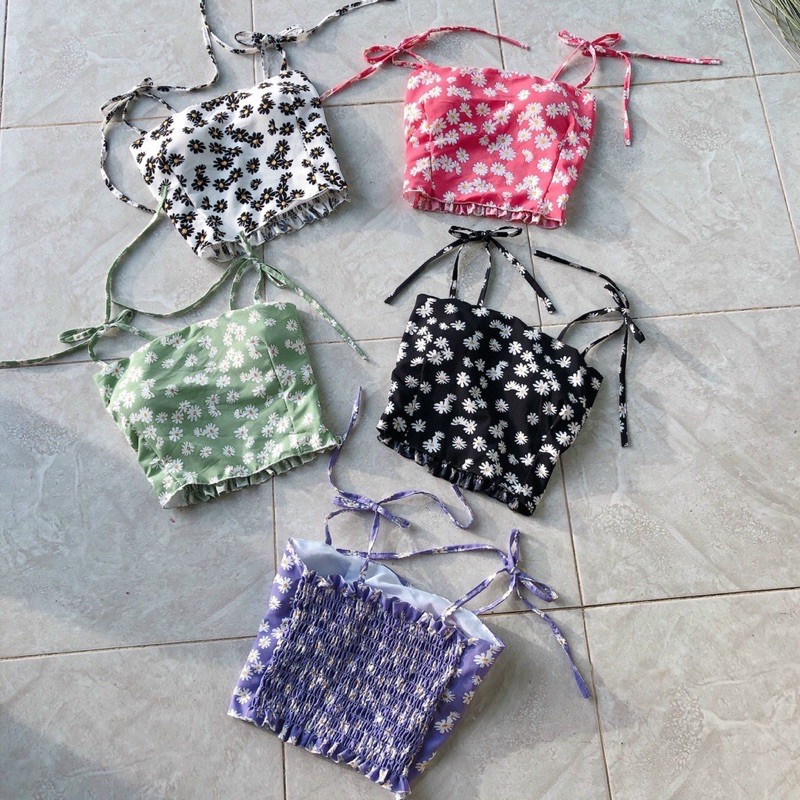 áo hai dây hoa cúc buộc nơ | BigBuy360 - bigbuy360.vn