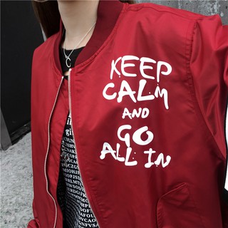 A58 Áo khoác Bomber Ulzzang Keep calm
