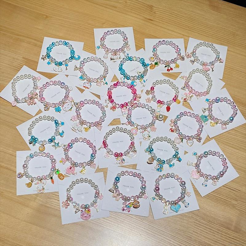 Vòng tay chuỗi hạt ngọc trai màu gradient hoạt hình dễ thương nhiều màu sắc