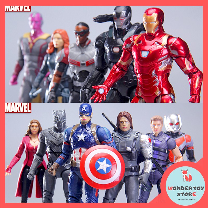 Mô hình Avengers Civil War ZD Toys Iron Man, Spider Man, Captain, Black Panther, Falcon, Bucky, War Machine size 17cm