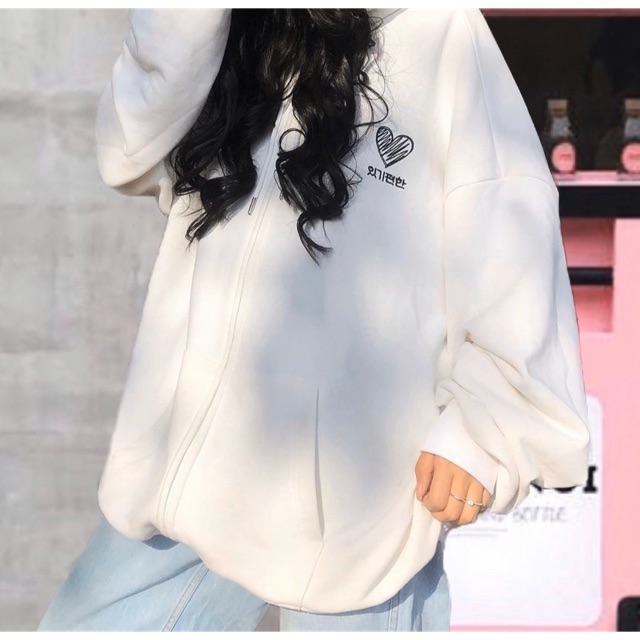 Áo Khoác Hoodie Zip Heart ( 4 màu : Đen , Trắng , Xanh , Hồng ) | BigBuy360 - bigbuy360.vn