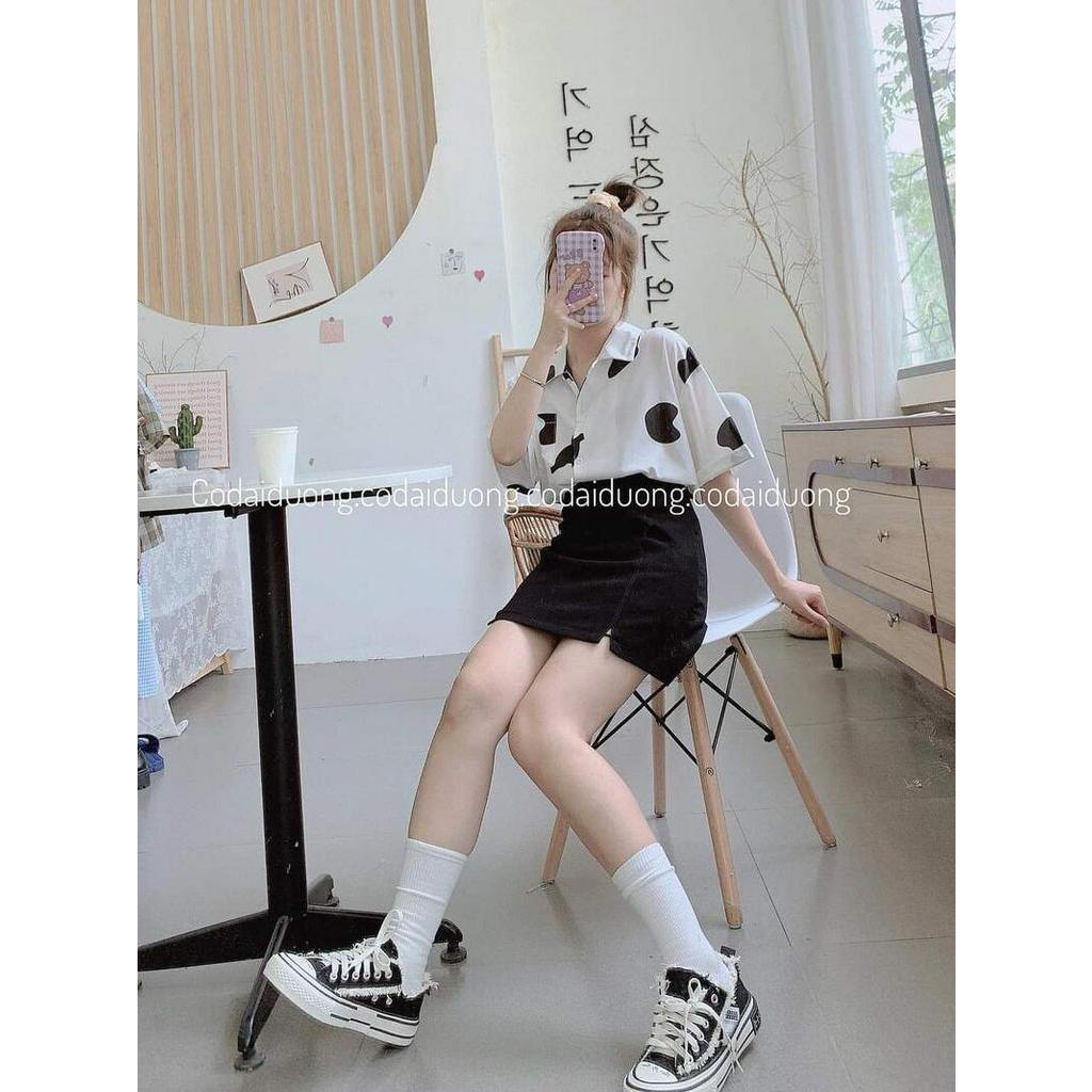 Áo phông bò sữa cổ bẻ fom rộng nhiều màu