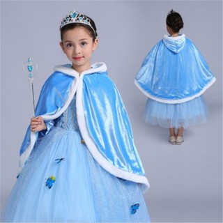 Áo choàng viền lông cho bé hóa trang phim Frozen