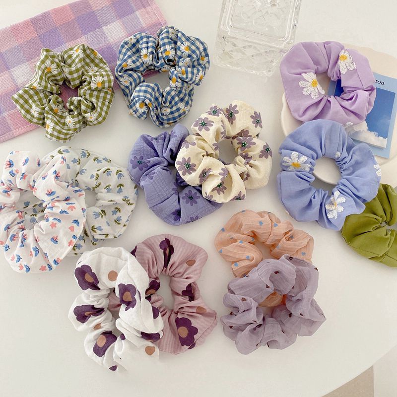 Dây cột tóc, cột tóc vải Scrunchies hoa phong cách Hàn Quốc