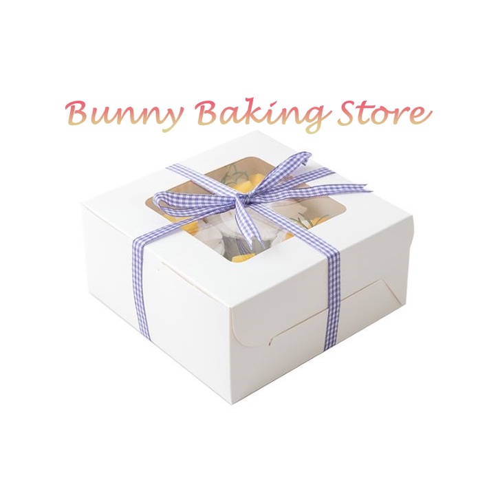 Hộp đựng bánh cupcake bằng giấy kraft trắng