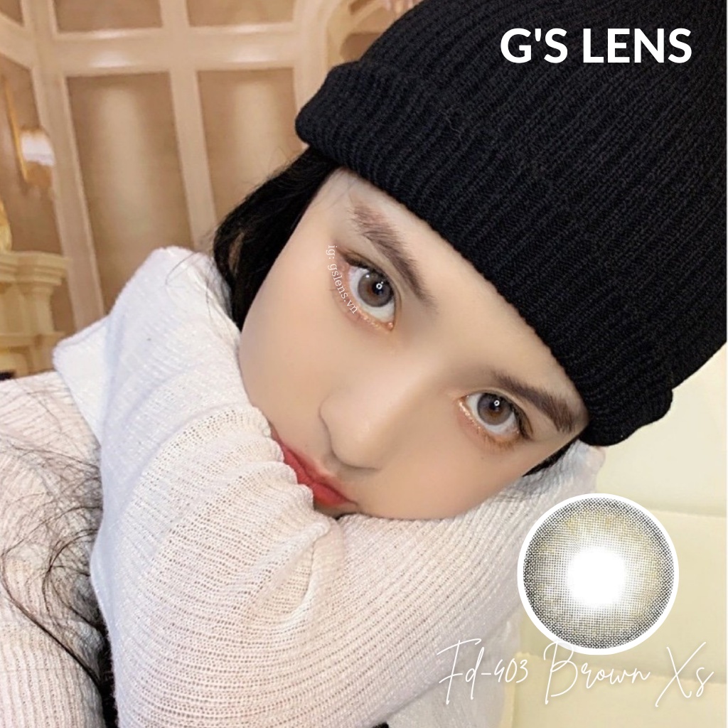 Lens Mắt Kính Áp Tròng Nâu Xám Ánh Kim Không Giãn Size Xs 14mm Có 0 Đến 6 Độ Cận Fd403 Brown Xs