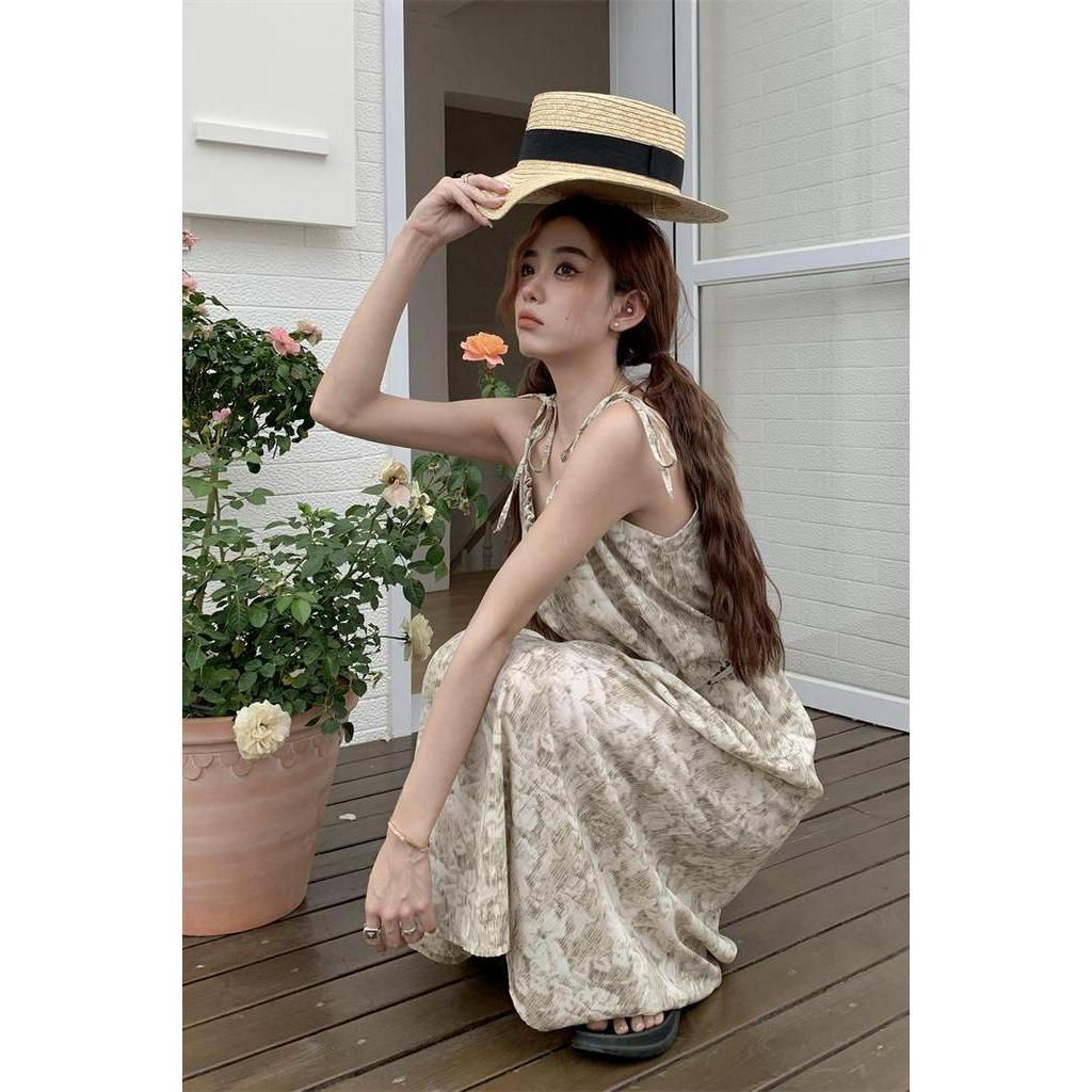 Đầm Hai Dây Họa Tiết Hoa Phong Cách vintage Thời Trang Xuân Hè