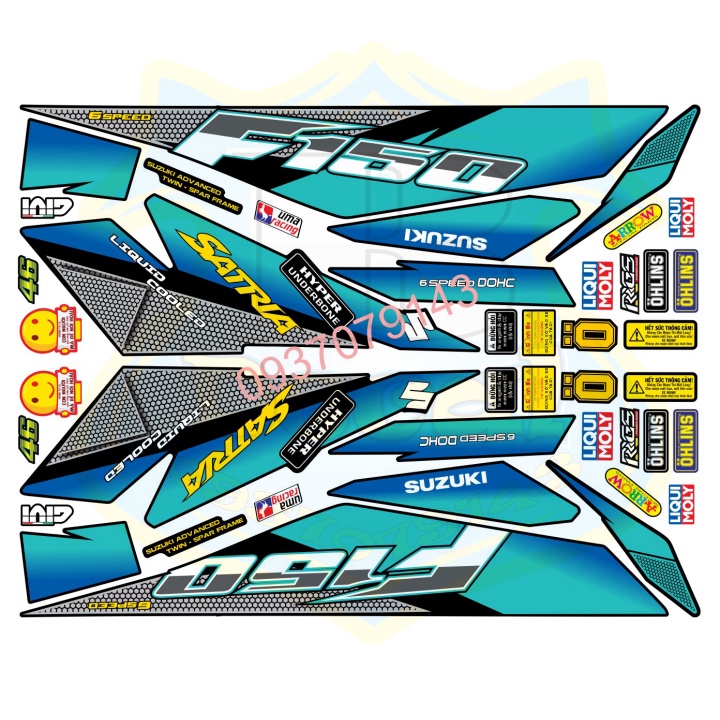 ( Quí khách vui lòng mang ra tiệm cho thợ dán ) Tem satria fi chất liệu Crom