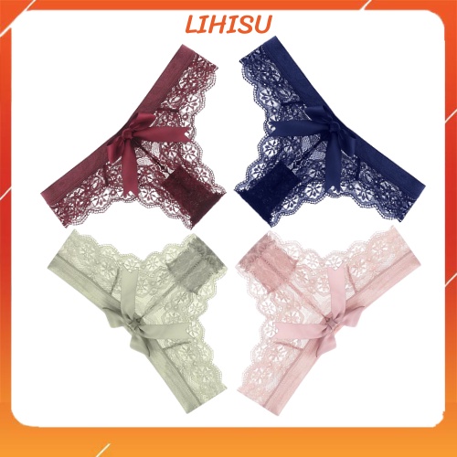 Quần lót nữ Quần chip LIHISU Ren cao cấp Sexy lôi cuốn gợi cảm cực đại freesize đến 58kg có nơ lớn xinh phía sau QL07