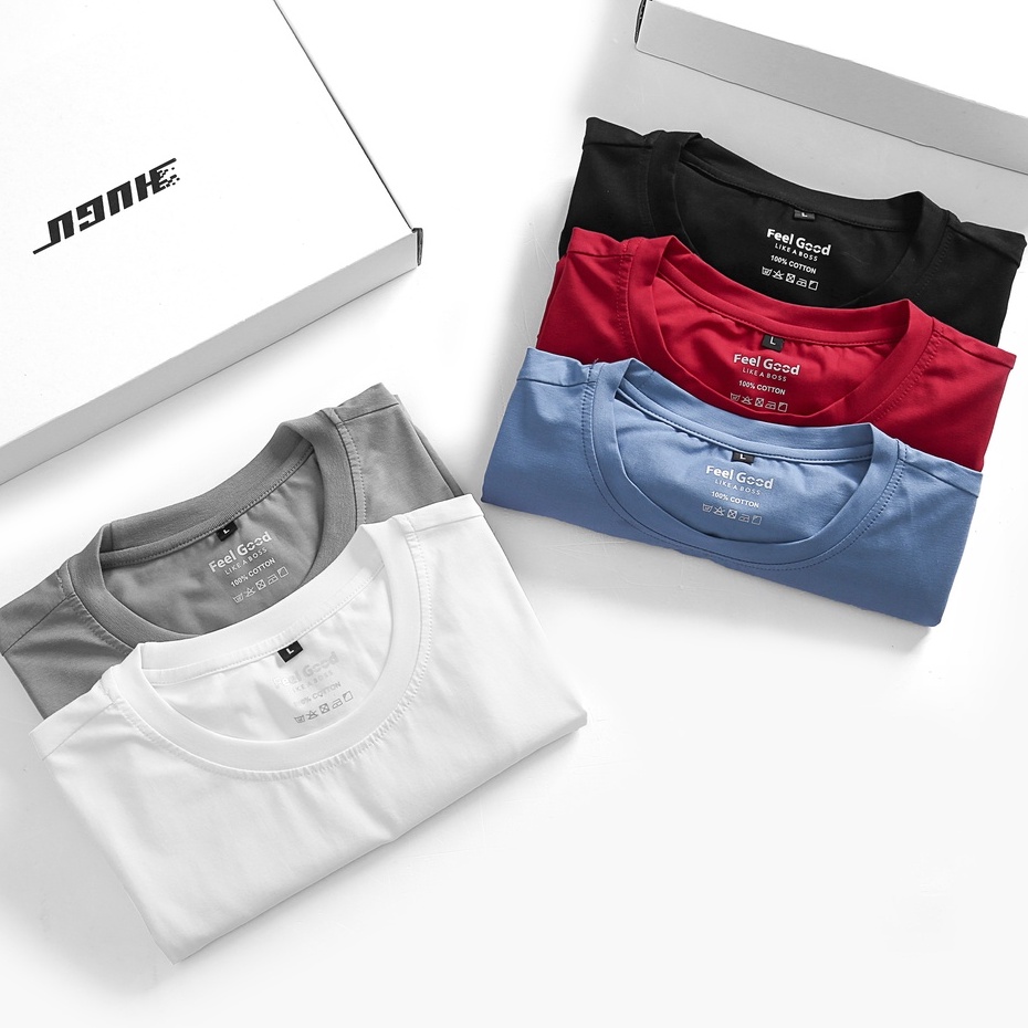 Áo thun Nam Feel Good Basic Tee phông trơn tay ngắn form regular fit chất liệu cotton 4 chiều 100% dày dặn co dãn