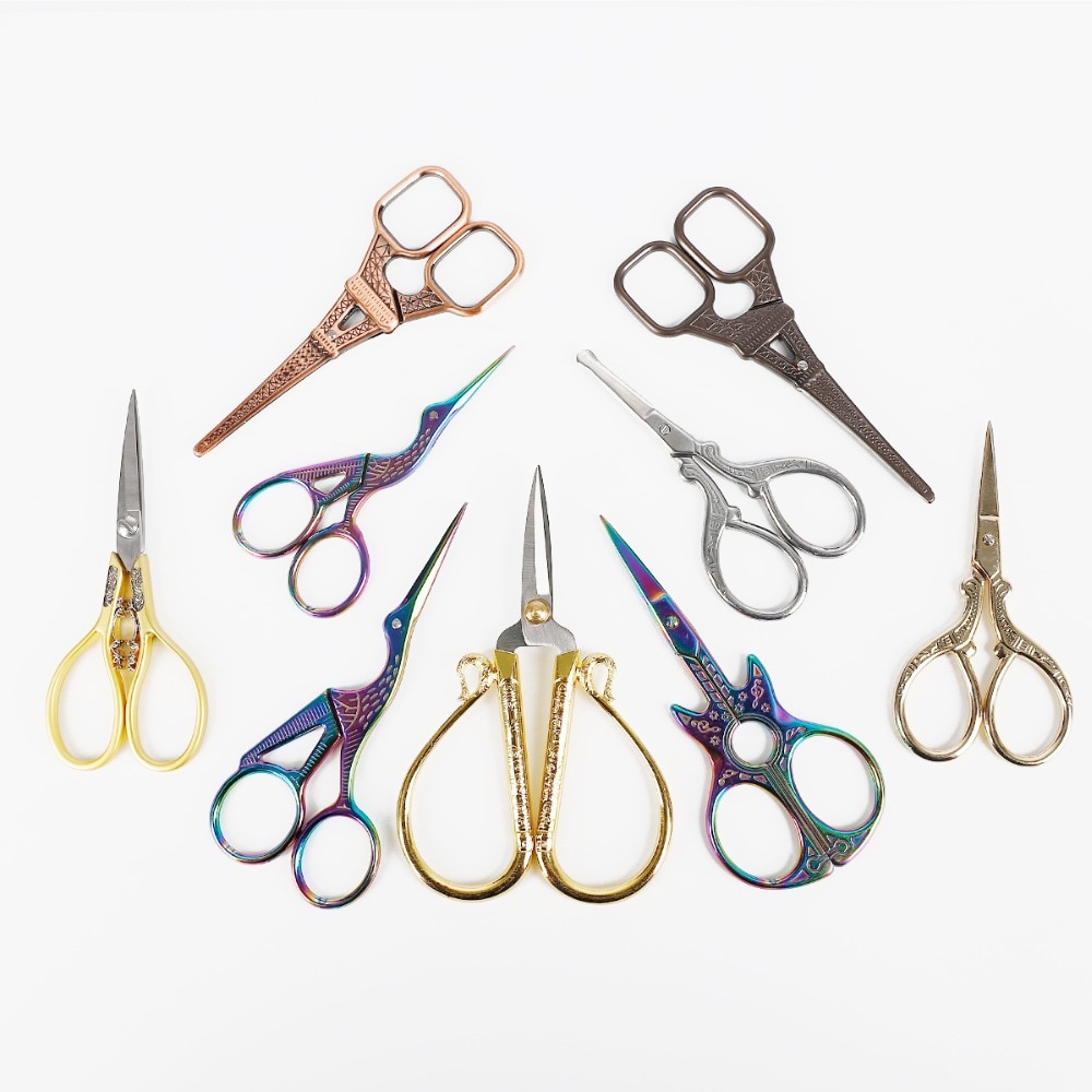 Kéo retro bằng thép không gỉ bền chắc hỗ trợ làm đồ thủ công/ quần áo/ túi xách DIY