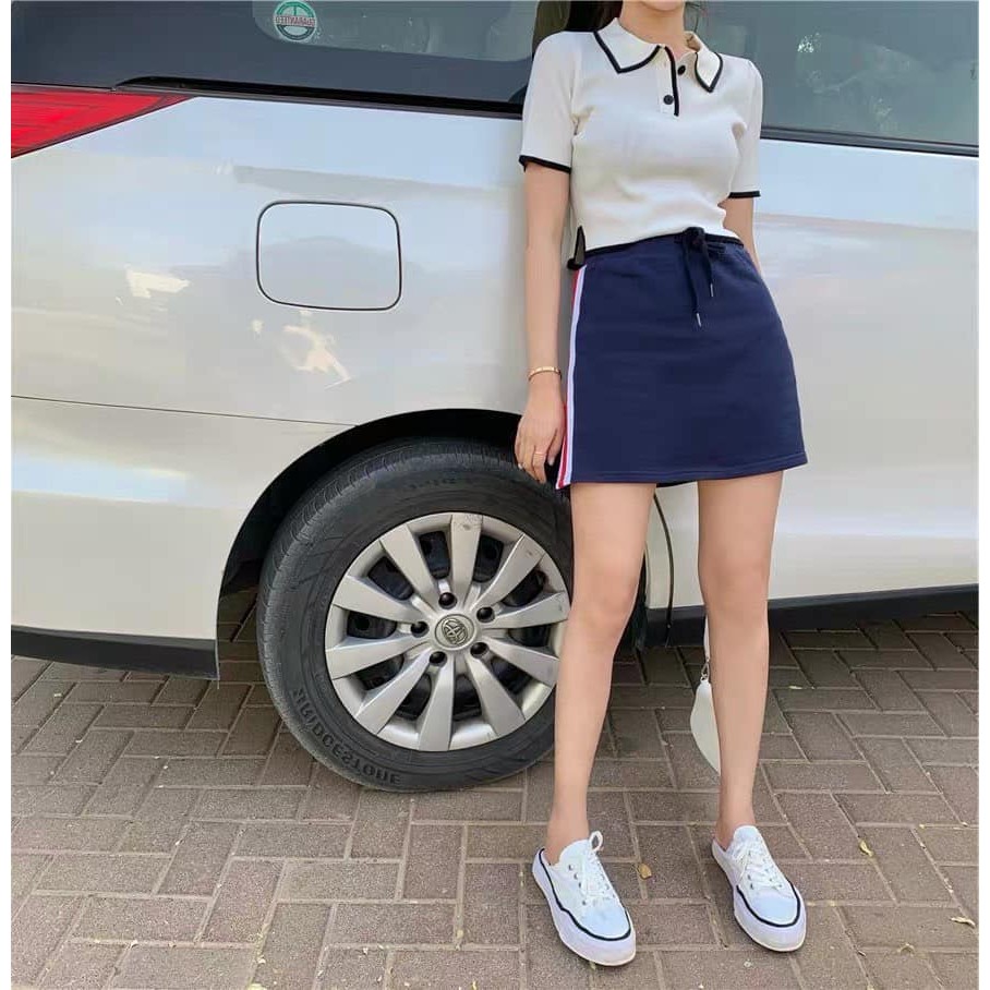 Set áo crop viền x cv sọc style thể thao ( 3sp bất kì giá sỉ )