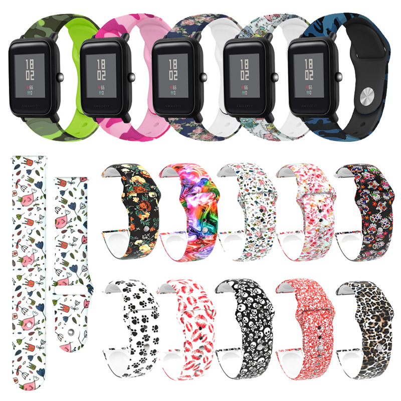 Dây Đeo Silicon Mềm Màu Rằn Ri Cho Đồng Hồ Thông Minh Huami Amazfit Bip 3 Pro Lite S U / GTS 2 2e 3 4 / Neo / GTR 42mm