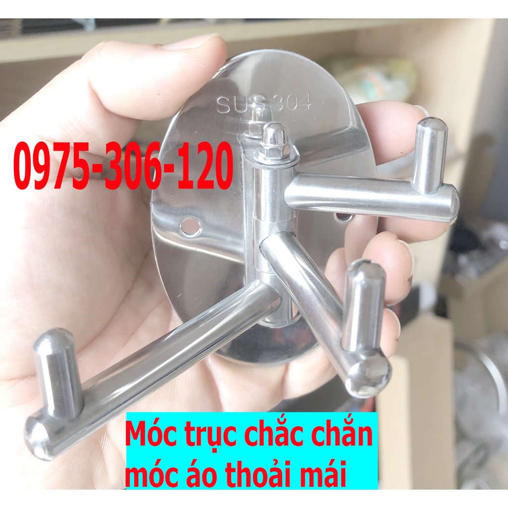 Móc treo quần áo gắn tường bằng 100% INOX 304 chuẩn trong nhà tắm BA CHIA TRÒN, inox chống han gỉ, hàng đặt xưởng