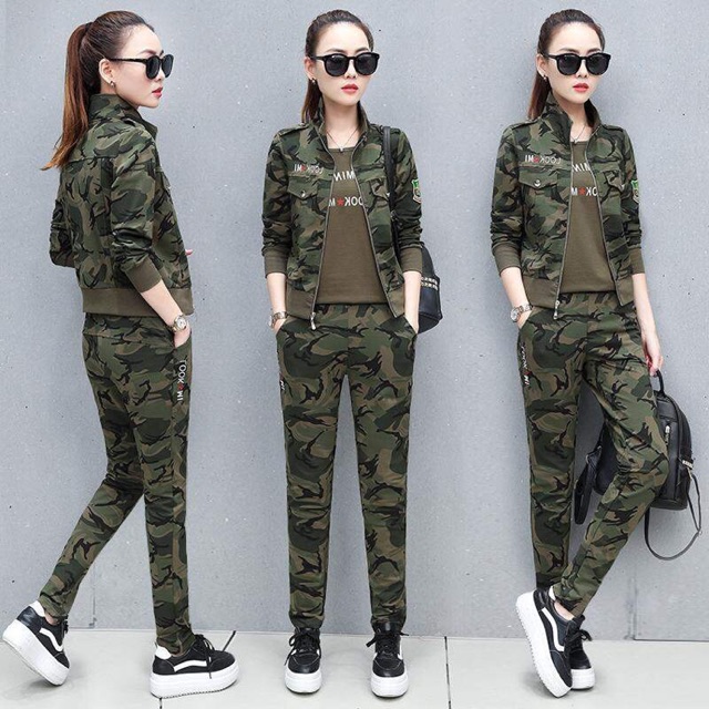 Bộ lính nữ họa tiết rằn rì cao cấp kiểu dáng phong cách NP111