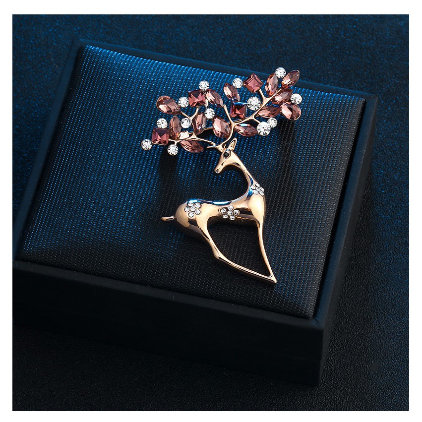 Cài áo thời trang hươu đính đá Vintage dễ thương