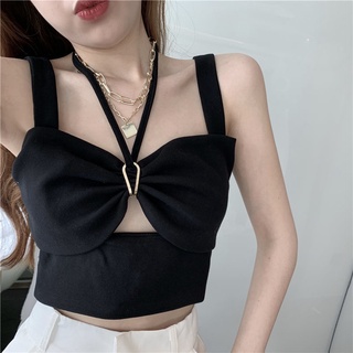 Áo Croptop Hai Dây Màu Sắc Trơn Phong Cách Hàn Quốc Cho Nữ
