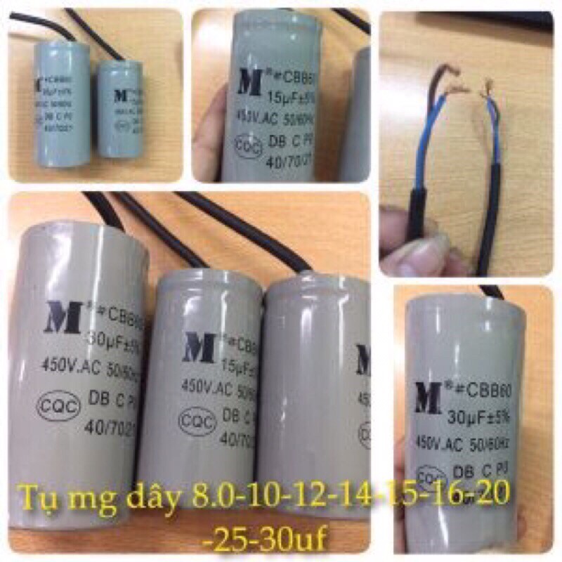 Tụ Máy Giặt Có Dây 10uf,12uf,15uf