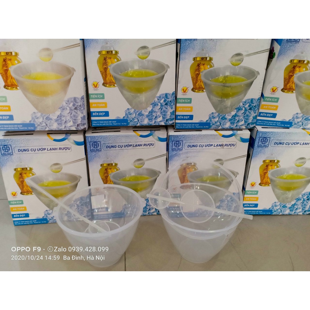 Bát ướp lạnh rượu Lifevn làm mát tặng kèm gáo múc Dụng cụ ướp lạnh rượu