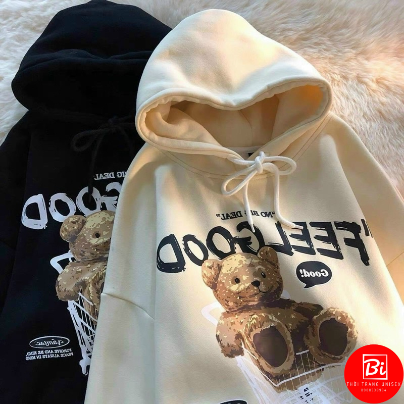 AK21_Áo Khoác Bomber Nỉ FEELGOOD in Hình Gấu_ ay Cánh Dơi Phồng Phom Rộng_Chất Nỉ Bông Ngoại Nhập Không Xù Lông