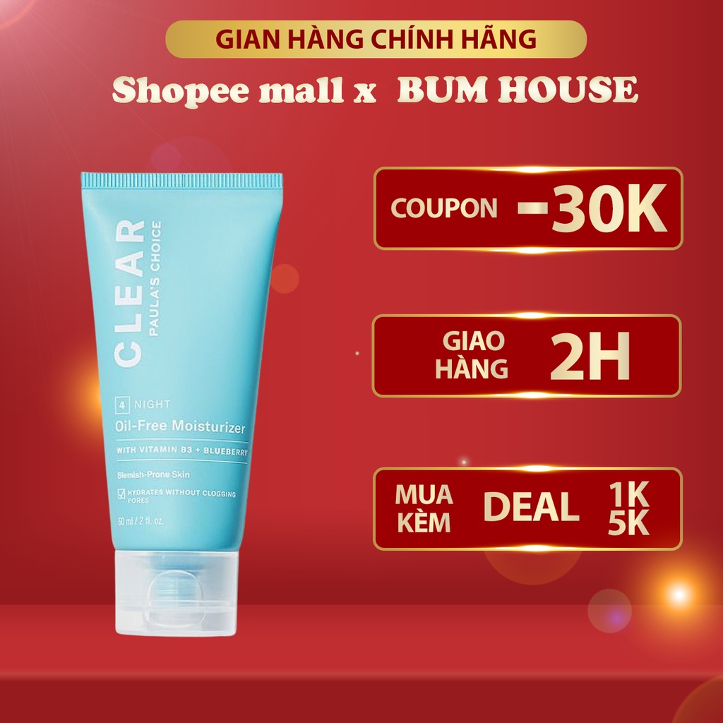 Kem Dưỡng ẩm dịu nhẹ không chứa dầu dành cho da mụn Paula's Choice Clear Oil -Free Moisturizer 15ml Mã: 3807