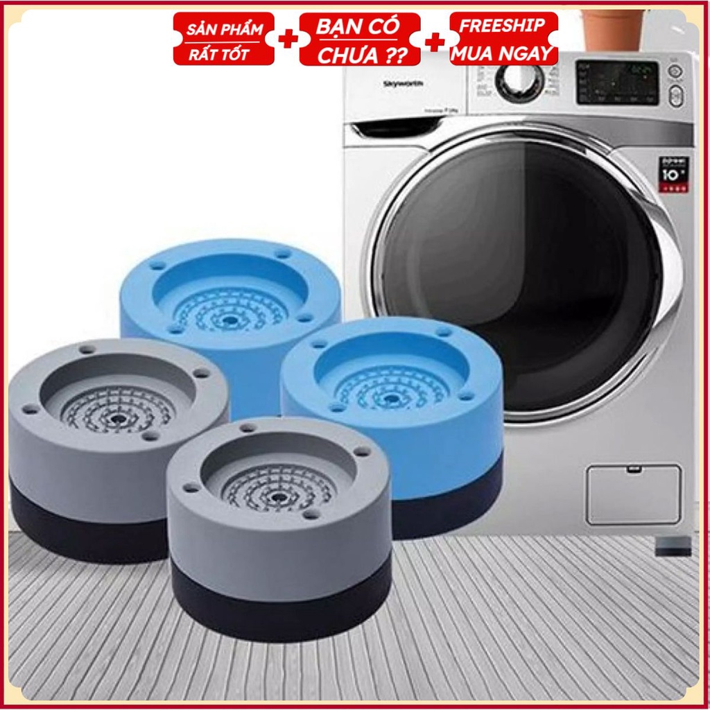 Hộp 4 Chân Kê MÁY GIẶT - Tủ Lạnh K8 - Đế Kiểu Tròn Cao Su Dẻo Chống Rung Chống Ồn Máy Chạy Êm - Lót Chân Bàn Ghế
