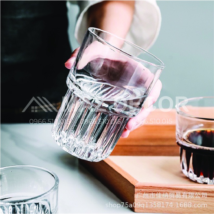 1 Chiếc Cốc ly thuỷ tinh đế đáy khía sọc 148ml 310ml cafe Empilable cao cấp STACKABLE TUMBLER 2-11ZJ