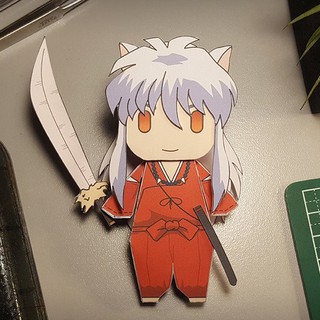 Mô hình giấy in hình nhân vật INUYASHA Khuyển Dạ Xoa papercraft anime chibi trưng bày