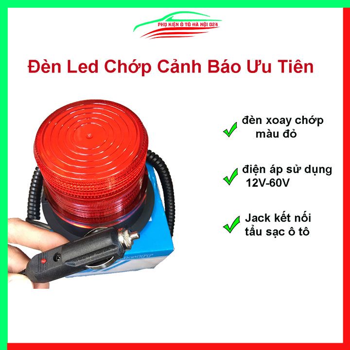 Đèn led chớp cảnh báo ưu tiên có dây cắm tẩu sạc dành cho ô tô 12v-60v màu vàng