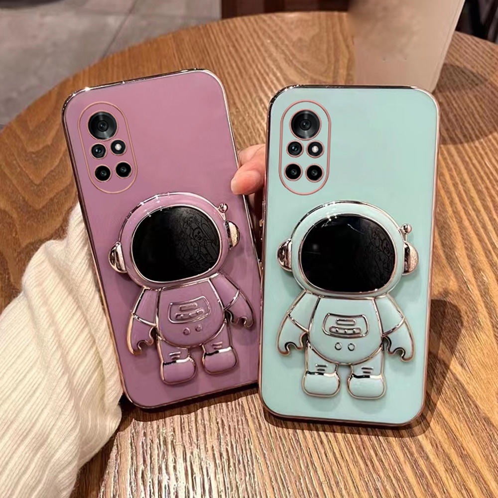 Ốp Điện Thoại Silicon Dẻo Mạ Màu Hình Phi Hành Gia Sang Trọng Cho Huawei P20 P30 Lite P40 P50 Pro Nova 3e 4e