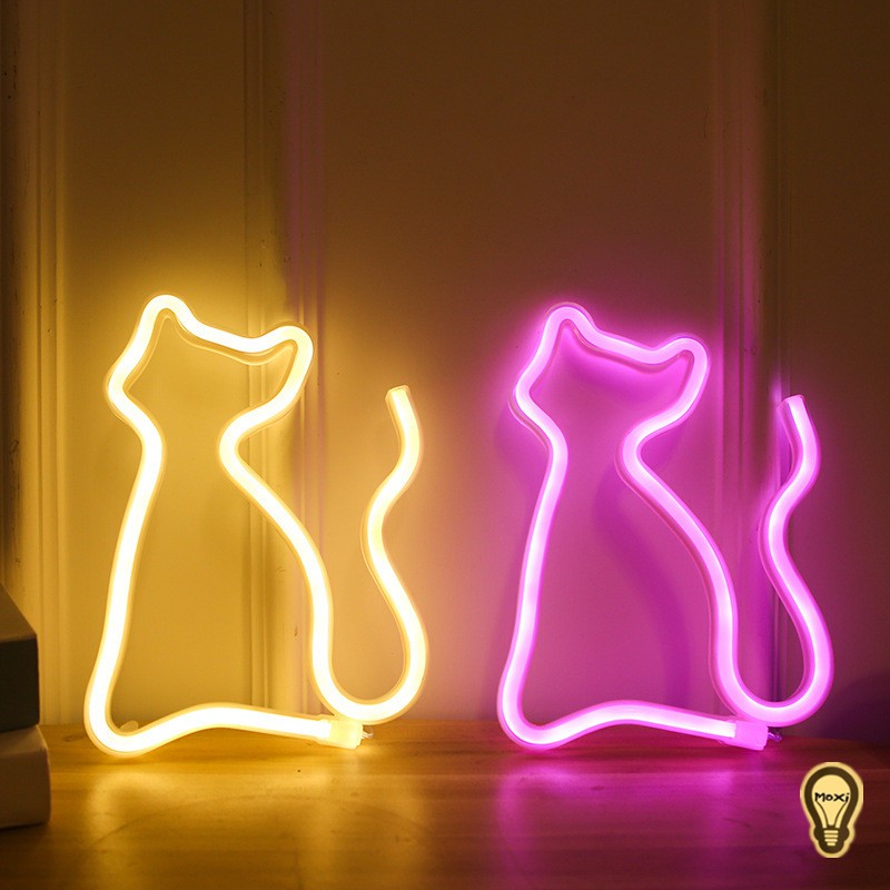 【TẶNG MÓC TREO 】Đèn LED chữ NEON nhiều mẫu quà tặng, sinh nhật trang trí DECOR phòng ngủ hộp PIN + USB MOXI