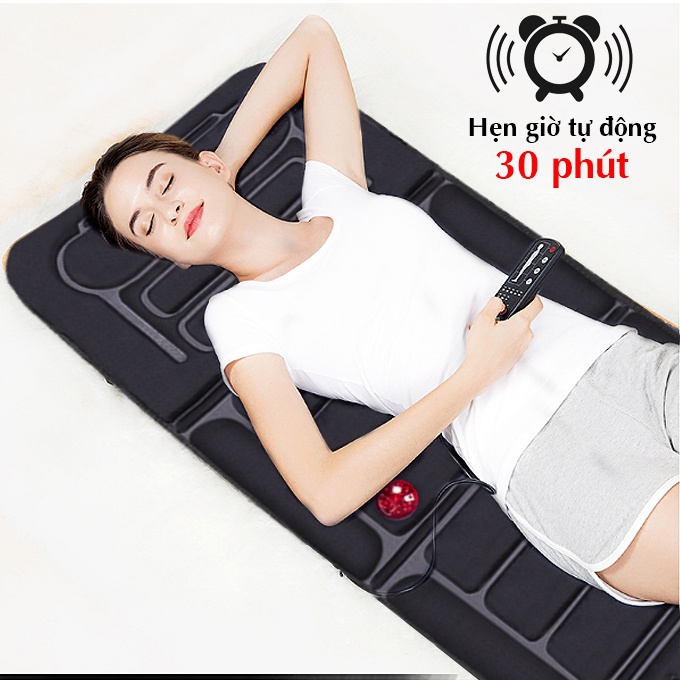 Nệm massage toàn thân nhiệt và đèn hồng ngoại OKACHI JP-M799 - màu đen